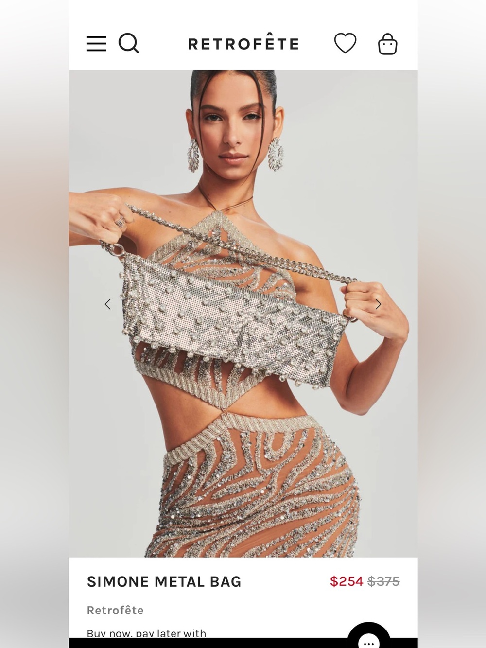 Retrofete Silver Chainmail Mini Shoulder Bag